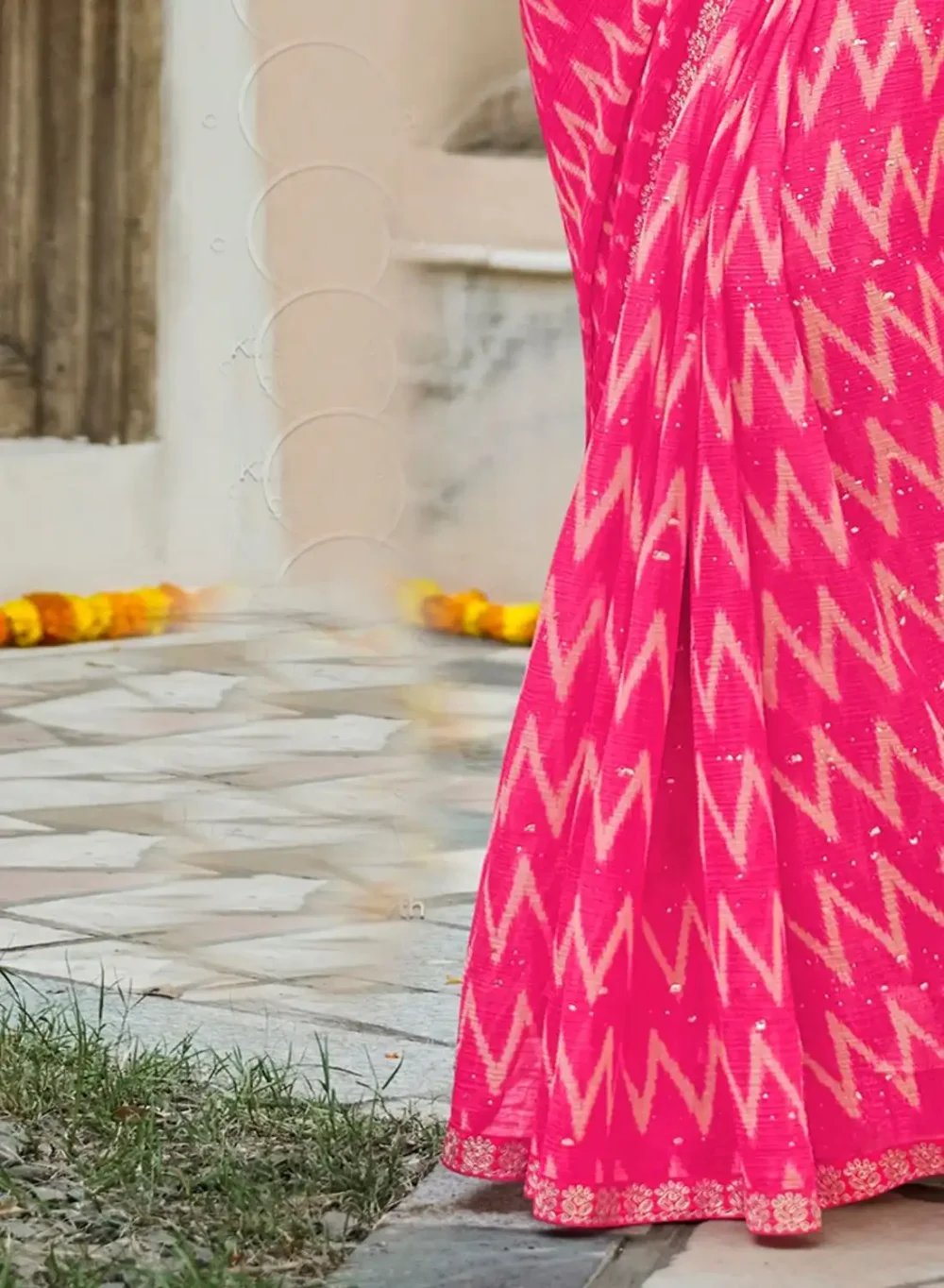 Latest Pink Digital Printed Chiffon Saree By Laxmipati