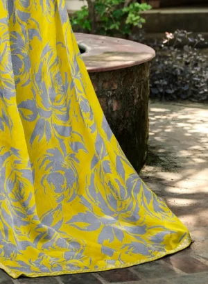 Best Yellow Digital Printed Chiffon Saree By Laxmipati