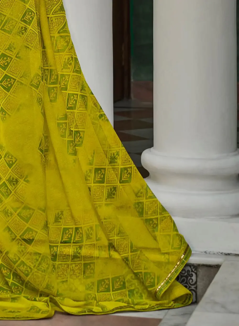 Best Light Green Digital Printed Georgette Saree By Laxmipati