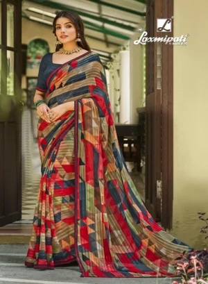 Multicolor Digital Printed Georgette Saree By Laxmipati